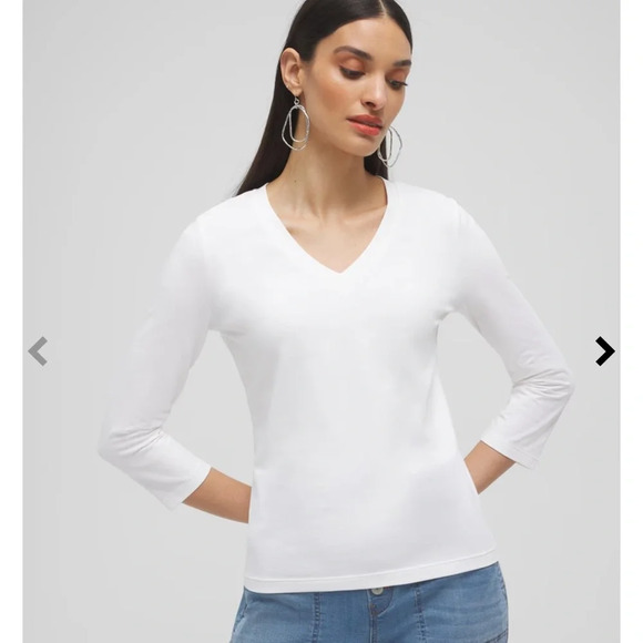 Bright white excellent condition Chicos ultimate T-shirt Chicos size 2/WM 10-14 - Picture 1 of 4